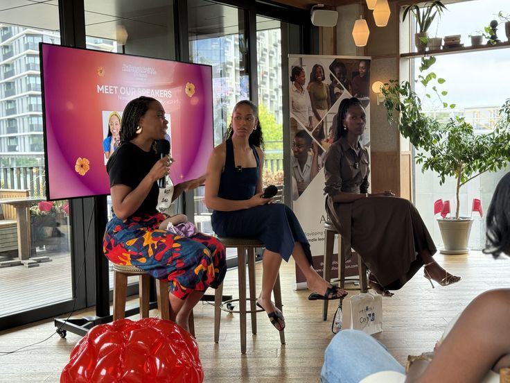 a gorup of women talking